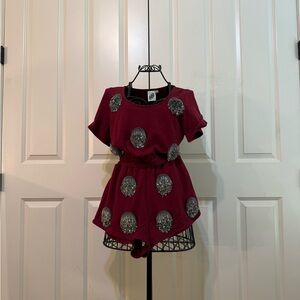 Queen of Sparkles Burgundy Shorts Set